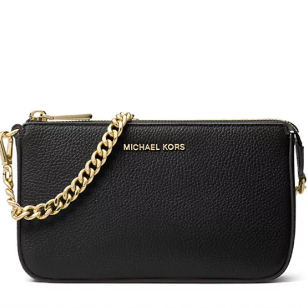 EUC Michael Kors Black Clutch with Gold Chain